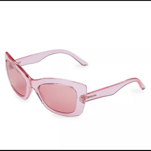 $258 Prada 56MM Rectangle Sunglasses Pink NEW main image 4